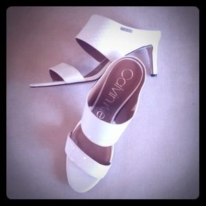 Calvin Klein 'Cecily' White Patent Sandals